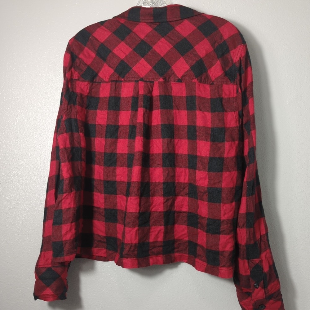Torrid Womens Size 0(12) Black Red flannel buffalo plaid cropped sleep shirt 121 - Picture 5 of 8